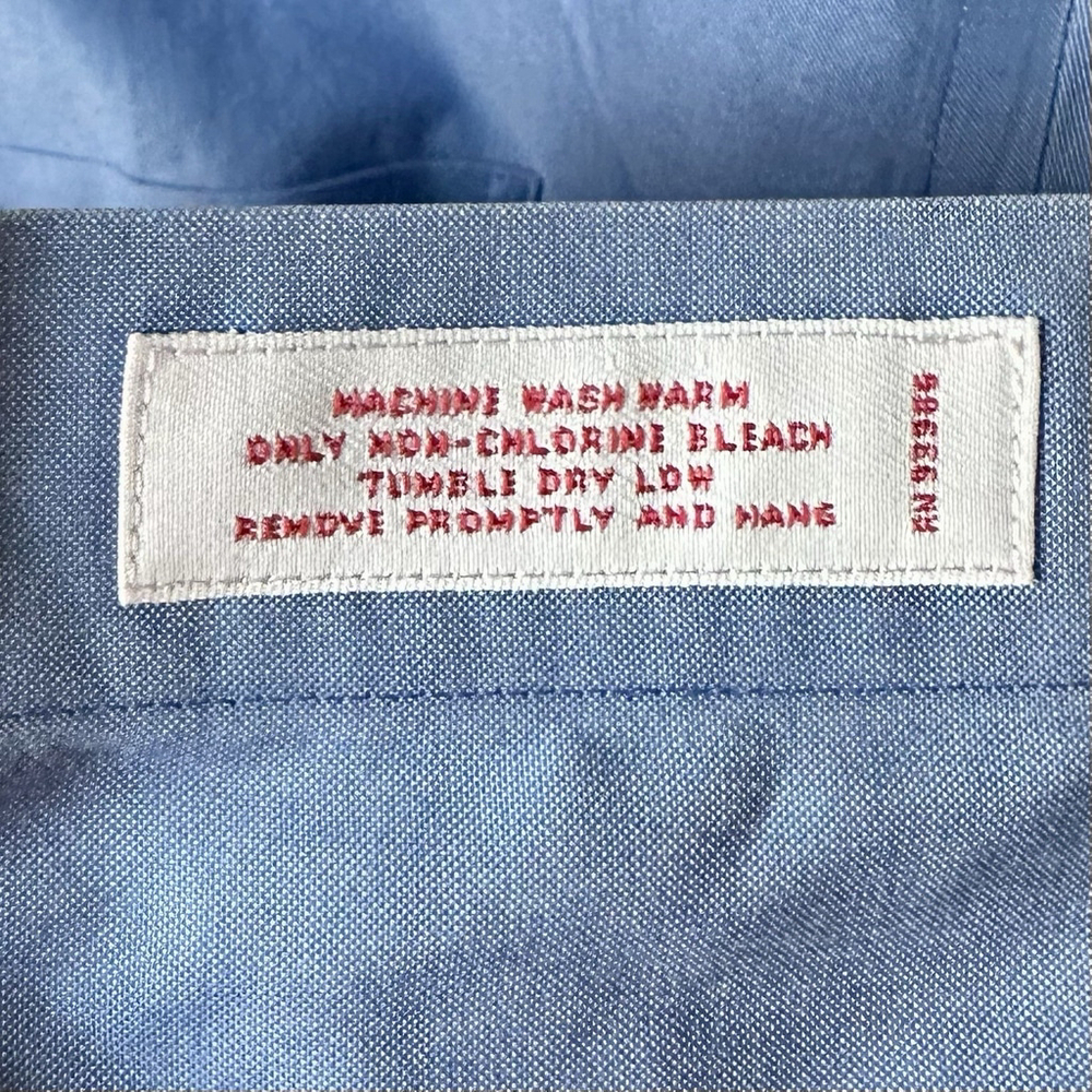 Brooks Brothers Dress Shirt Mens 17 4/5 Blue Button Up Non Iron Career Work - Picture 4 of 4